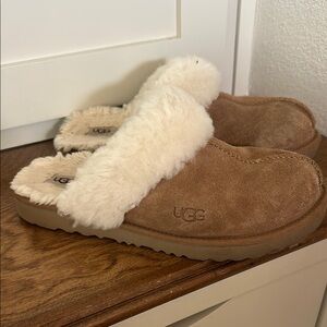 Girls UGG Tan Sheepskin Slip-Ons